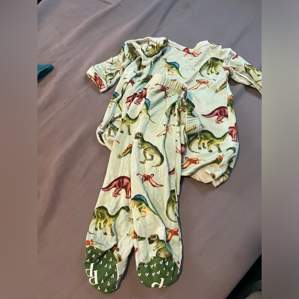 Posh Peanut dinosaur matching set kimono top and footed pants